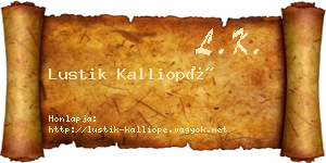 Lustik Kalliopé névjegykártya